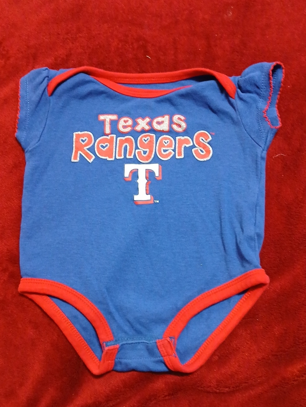 Texas Rangers Blue & Red Baby Bodysuit - Team Logo One-Piece